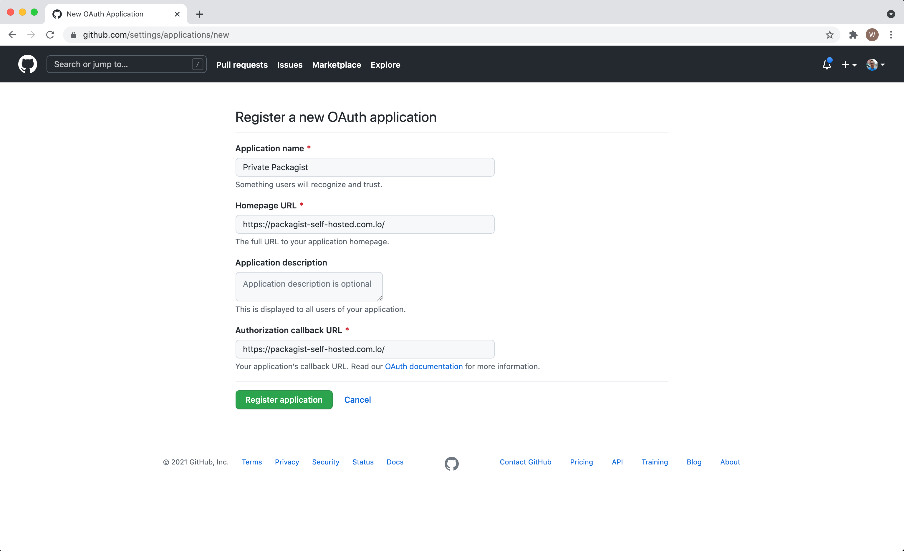 GitHub Register App