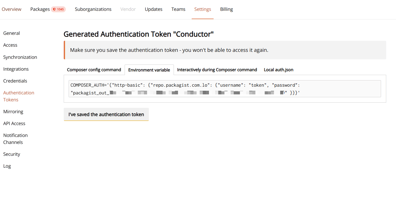 Create Authentication Token