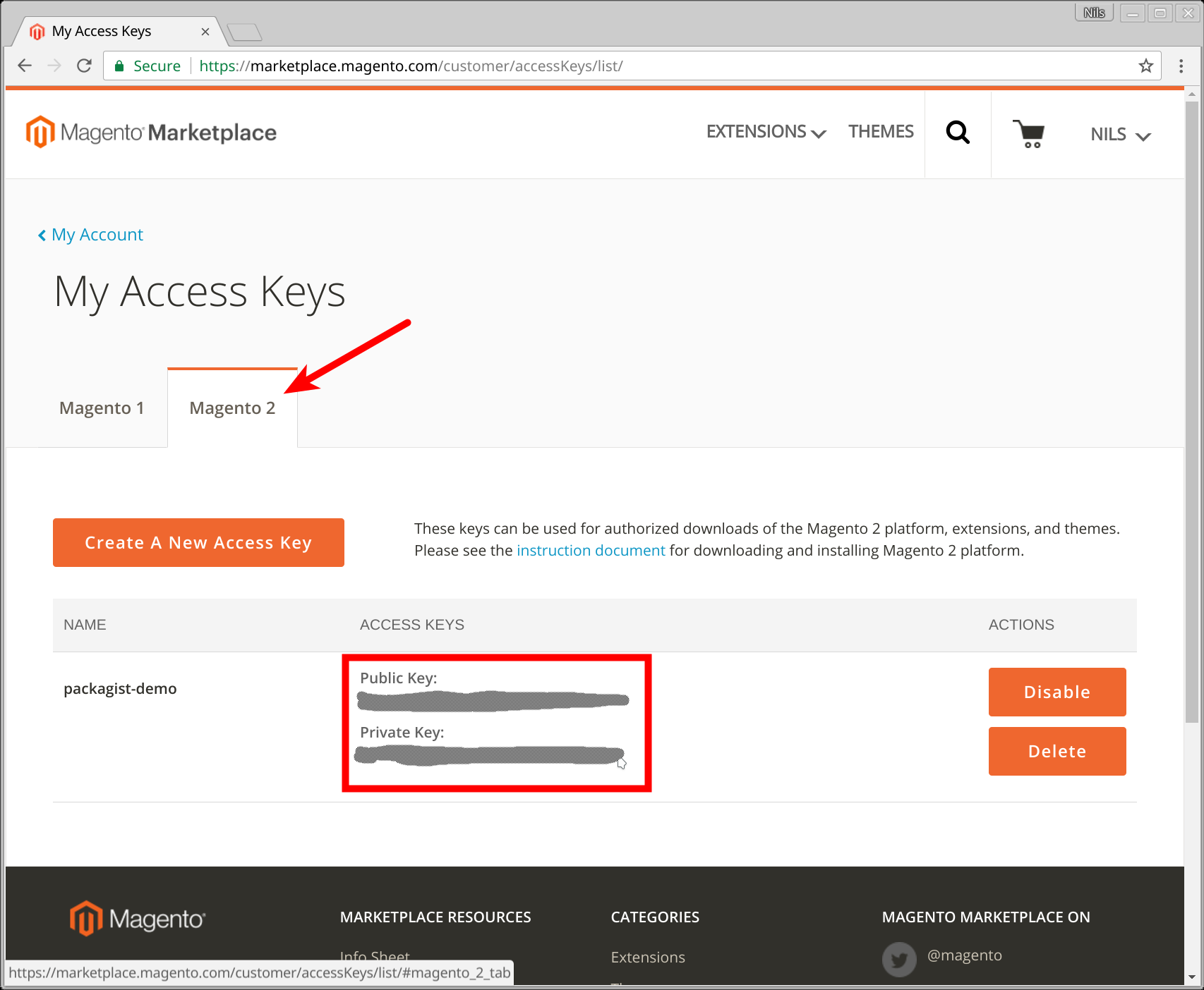 Magento Access Keys