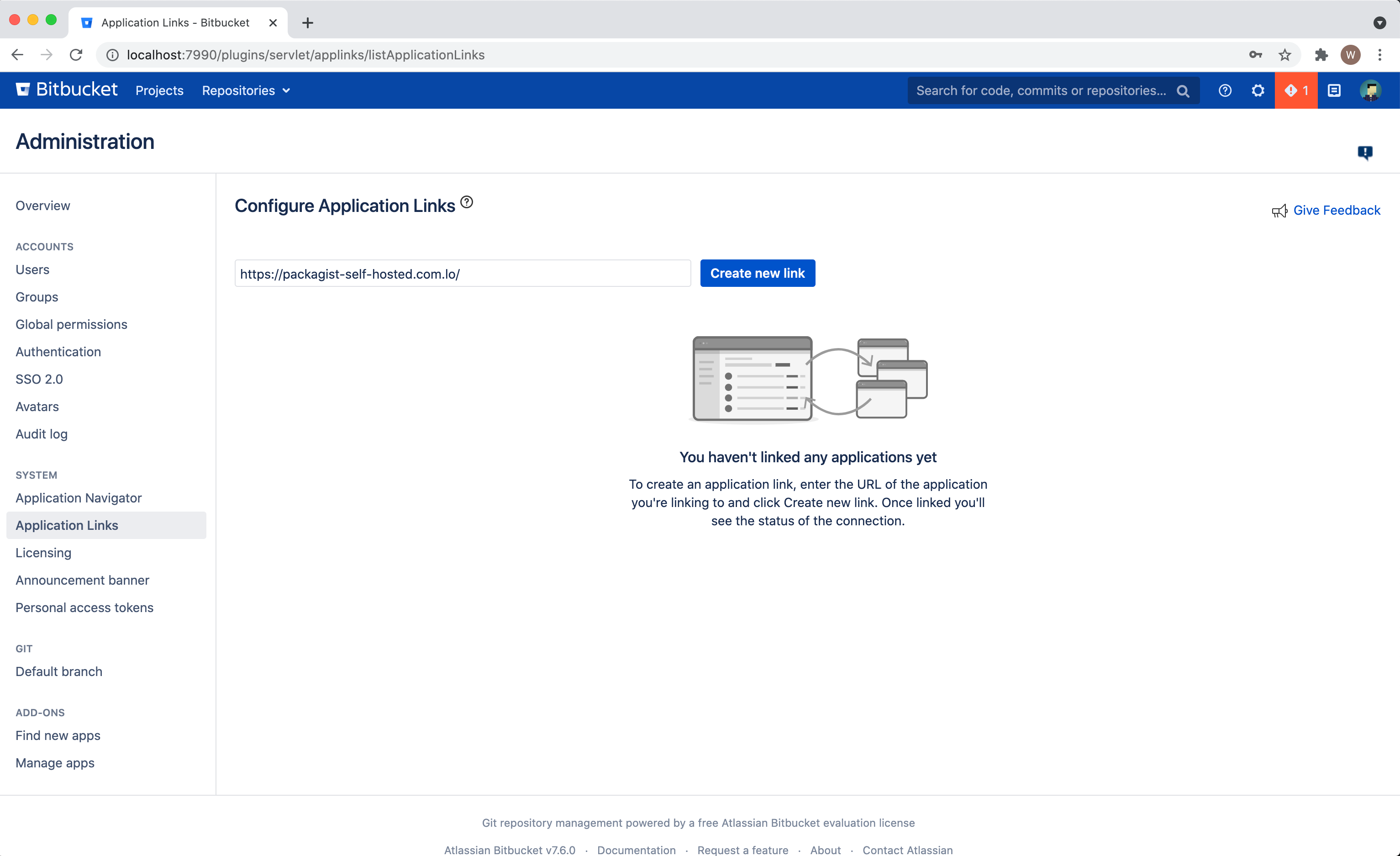 Bitbucket Data Center / Server Configure Application Link