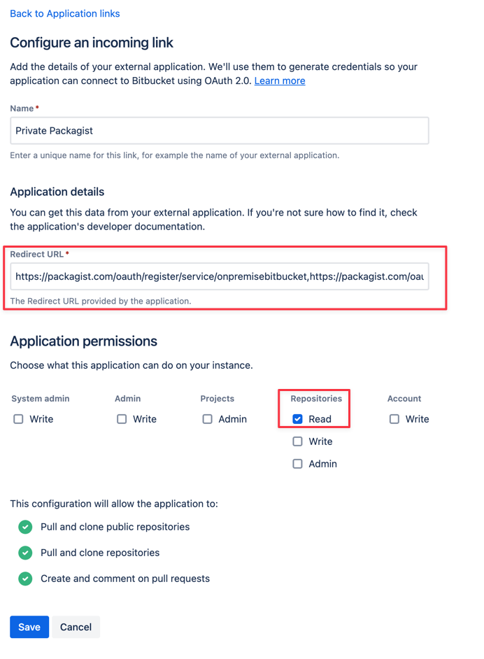 Bitbucket Data Center / Server Configure Application Link