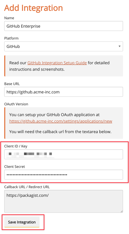 Complete integration form